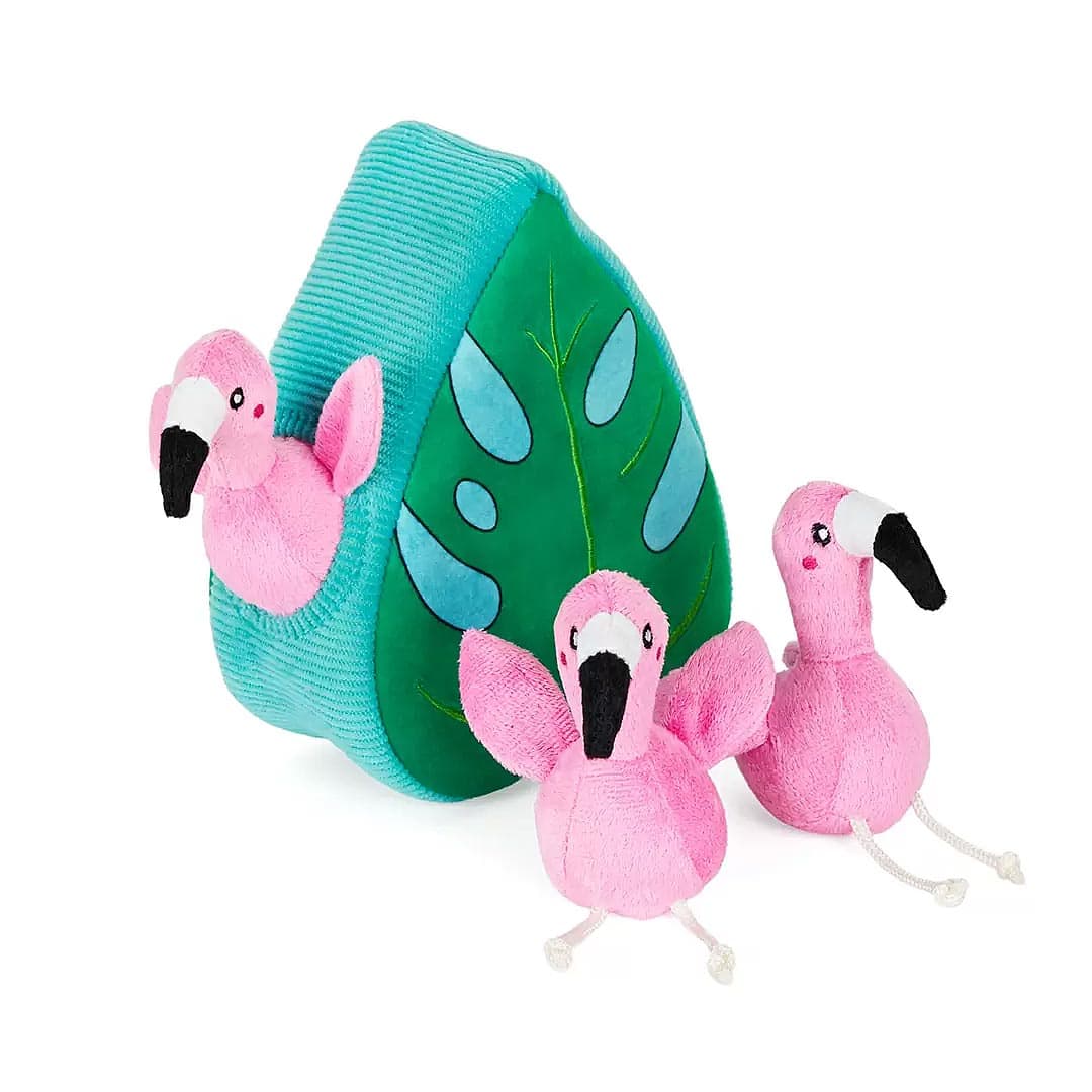 ZippyPaws Zippy Burrow – Flamingos in Monstera