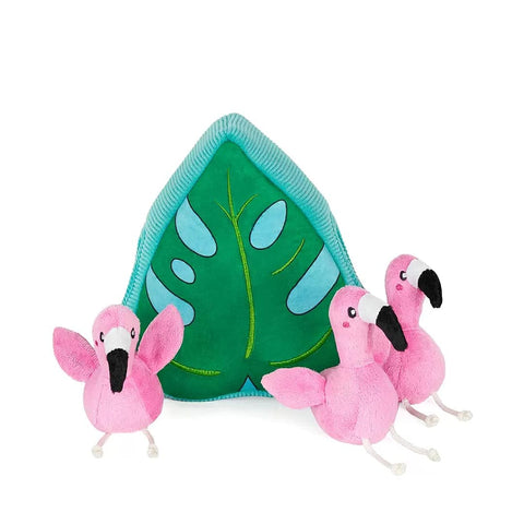 ZippyPaws Zippy Burrow – Flamingos in Monstera