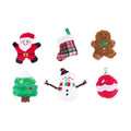 ZippyPaws Miniz 6-Pack Holiday Cheer – set van 6 pluche hondenspeeltjes met pieper (kerstman, kerstsok, peperkoekmannetje, kerstboom, sneeuwpop en kerstbal)