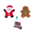 ZippyPaws Miniz 6-Pack Holiday Cheer – 3 van de 6 pluche hondenspeeltjes met pieper (kerstman, peperkoekmannetje en kerstsok)