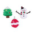 ZippyPaws Miniz 6-Pack Holiday Cheer – 3 van de 6 pluche hondenspeeltjes met pieper (kerstboom, sneeuwpop en kerstbal)