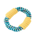 ZippyPaws Razzle Rope Ring – rond hondenspeeltje van kleurrijk touw met felgele accenten en een opvallende zigzagprint, geschikt voor trekspelletjes, apporteren en solo vermaak
