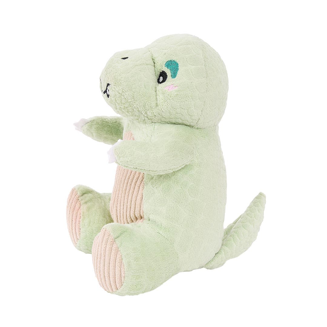 ecoZippy Dinoz T-Rex duurzaam hondenspeeltje – pluche dinosaurus met corduroy details en lange staart