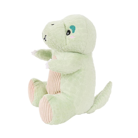 ecoZippy Dinoz T-Rex duurzaam hondenspeeltje – pluche dinosaurus met corduroy details en lange staart