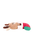 ecoZippy Holiday Stocking Reindeer hondenspeeltje kerst – liggend pluche rendier met pieper en knispermateriaal in de sok