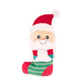 ecoZippy Holiday Stocking Santa hondenspeeltje – pluche kerstman in kerstsok met pieper en knispergeluid