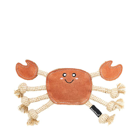 ZippyPaws ecoZippy Suede and Rope Buddies – Crab - Puppy Village.nl