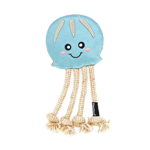 ZippyPaws ecoZippy Suede and Rope Buddies – Jellyfish - Puppy Village.nl