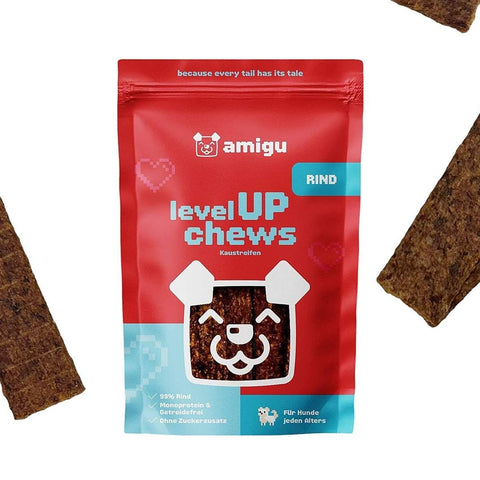 amigu LevelUP Chews Vleesstrips - Rund - Puppy Village.nl