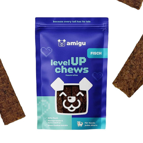 amigu LevelUP Chews Vleesstrips - Vis - Puppy Village.nl