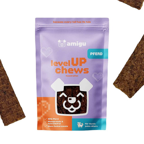 amigu LevelUP Chews Vleesstrips - Paard - Puppy Village.nl